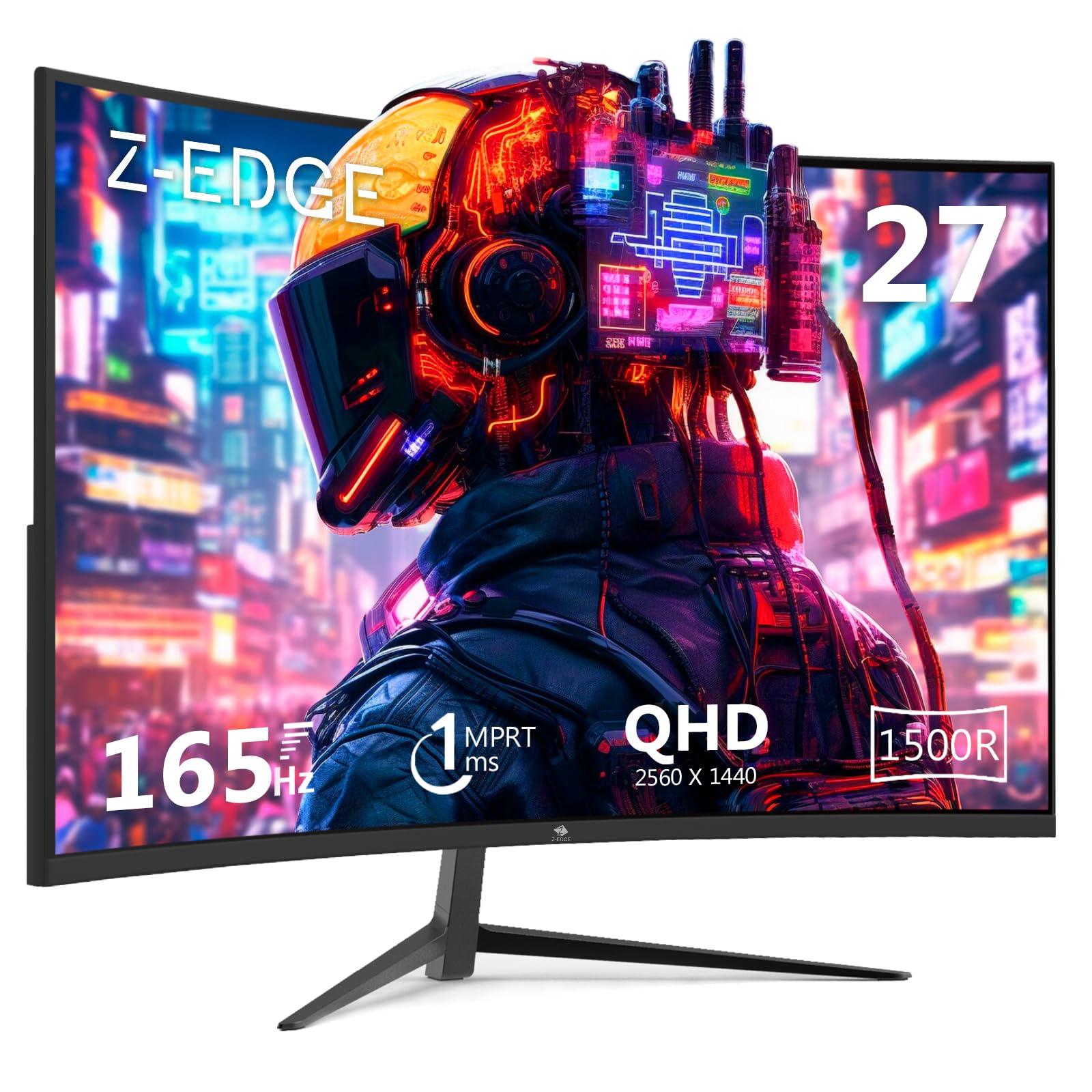 Z-Edge 27-inch Curved Gaming Monitor 16:9 2560x1440 165/144Hz 1ms Frameless LED Gaming Monitor, UG27Q AMD Freesync Premium Display Port HDMI - SubscriptionApps