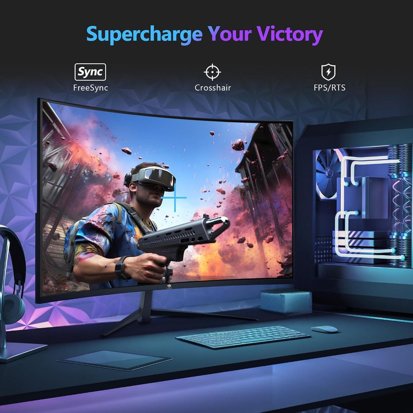 Z-Edge 27-inch Curved Gaming Monitor 16:9 2560x1440 165/144Hz 1ms Frameless LED Gaming Monitor, UG27Q AMD Freesync Premium Display Port HDMI - SubscriptionApps