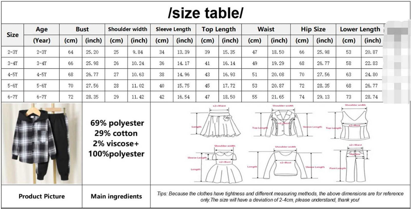 Toddler Kids Baby Boys 2Pcs Spring Autumn Outfits, Long Sleeve Plaid Print Hooded Shirt Jacket and Pants Set 1-5T - SubscriptionApps